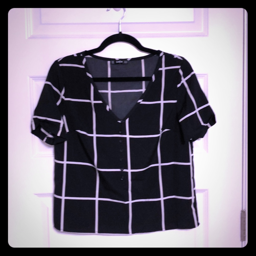 Geometric- Patterned Blouse (Size Medium)